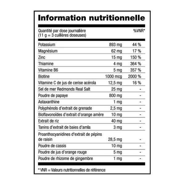 Information Nutritionnel du Beauty Boost
