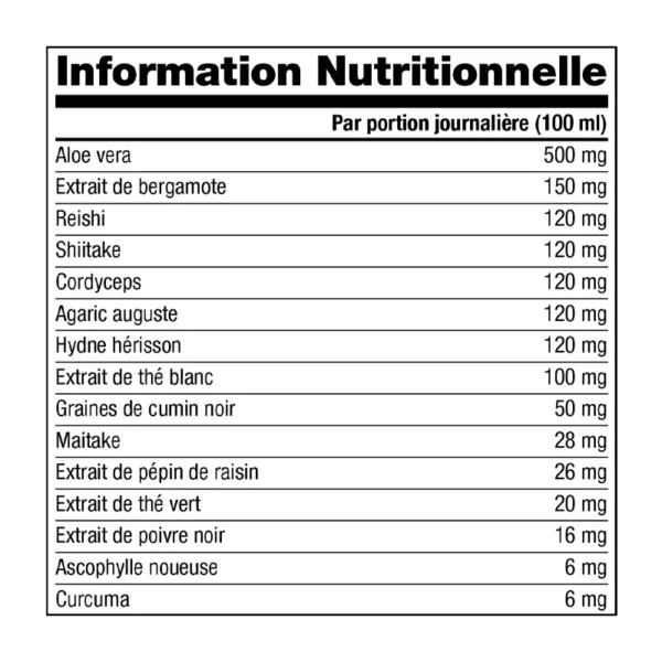 Information Nutritionnelle du produit Moa