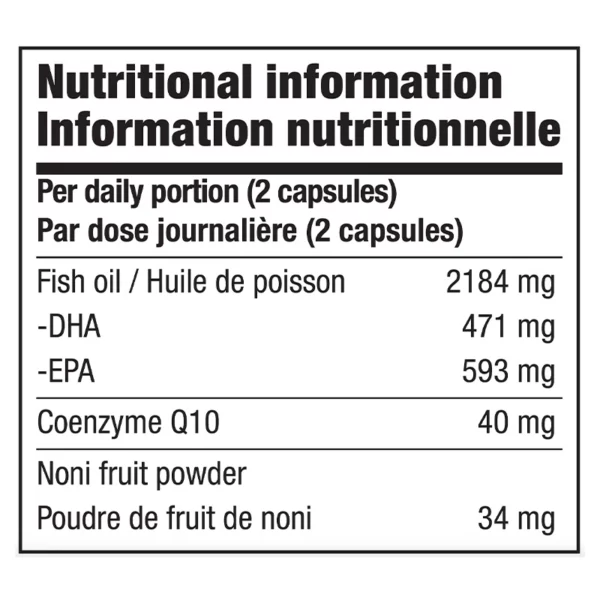 Information Nutritionnelle du produit Omega-Q