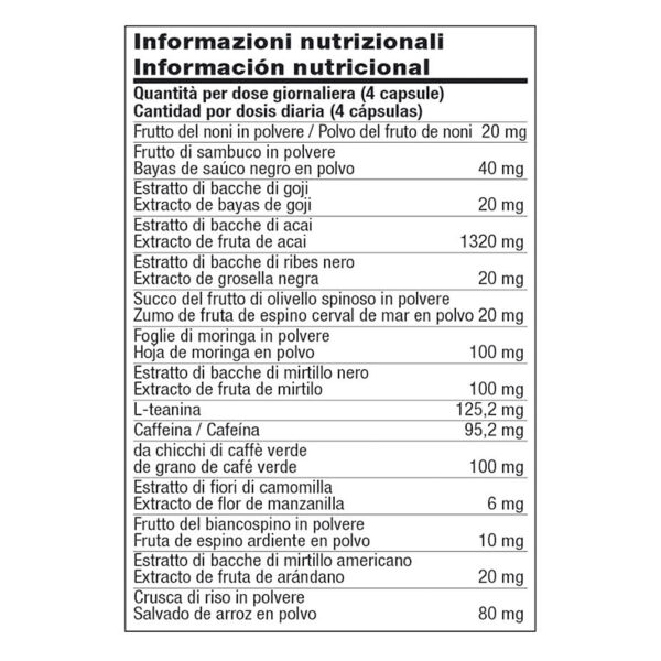 Informazioni nutrizionali su Rejuveniix