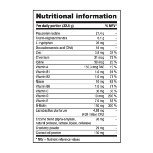 Informação nutricional do produto PureNourish