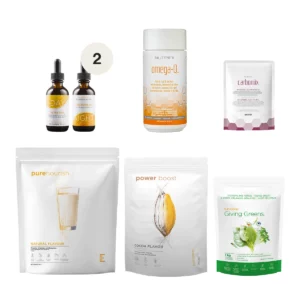 Cofanetto 12 settimane Avanzato 1 con due coppie di Gocce Giorno e Notte, PureNourish, Power Boost, Giving Greens, Carboniix e Omega-Q