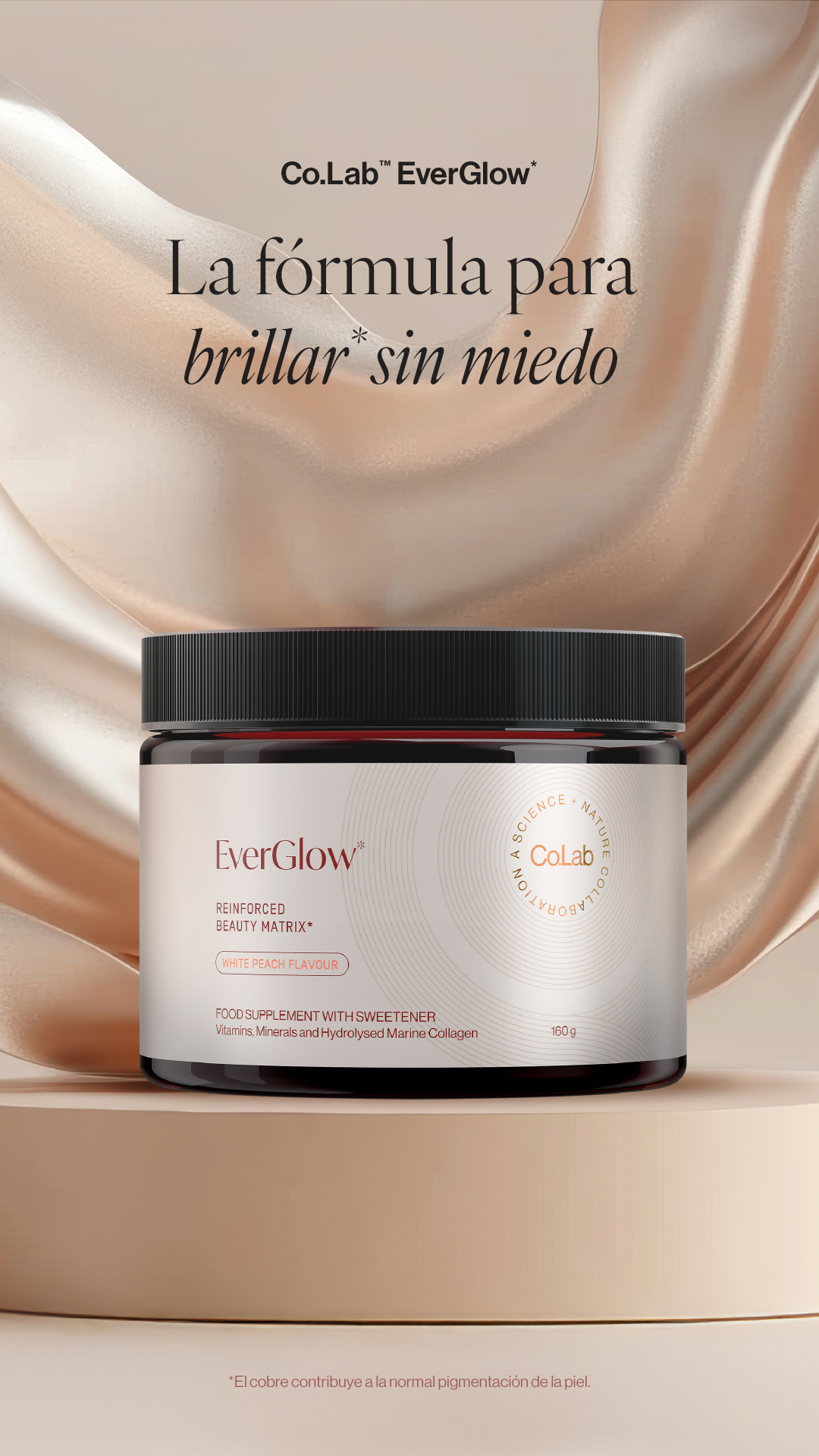 Imagen móvil que representa el producto EverGlow sobre un podio