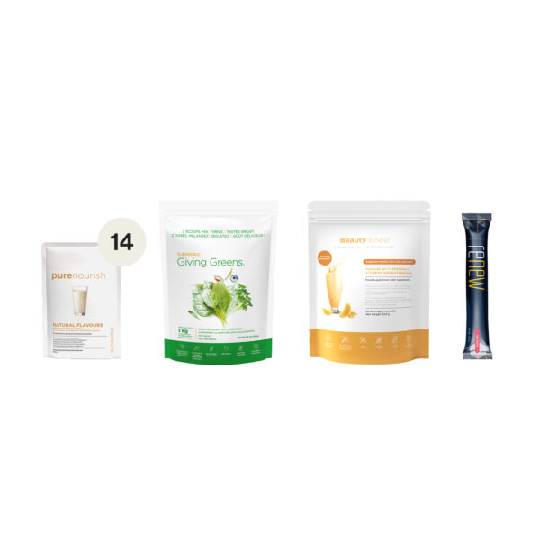 Pack Summer Glow. Include: bustine PureNourish, Giving Greens, Beauty Boost e Renew