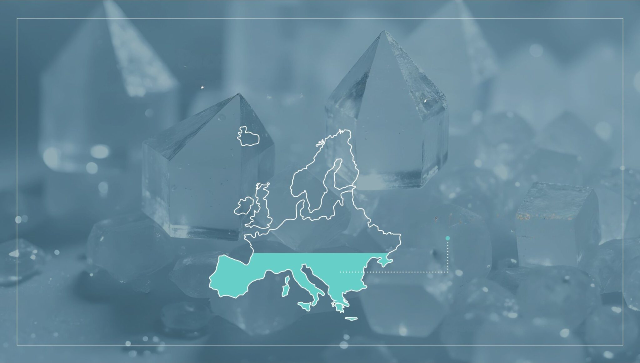 Mappa dell’Europa su sfondo di cristalli – origine e purezza dei minerali Max₂O