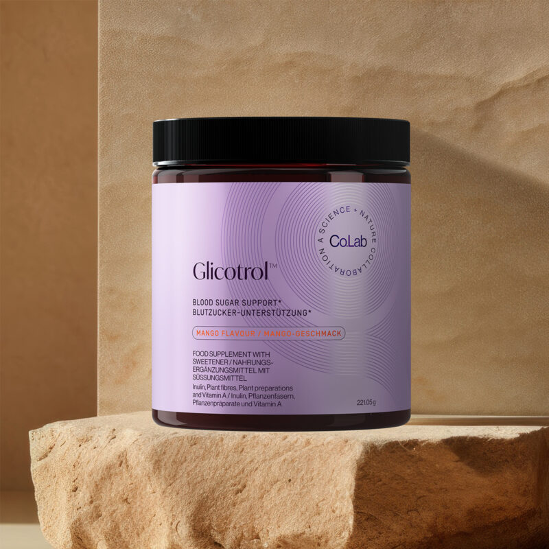 Image du produit glicotrol sur un podium en pierre