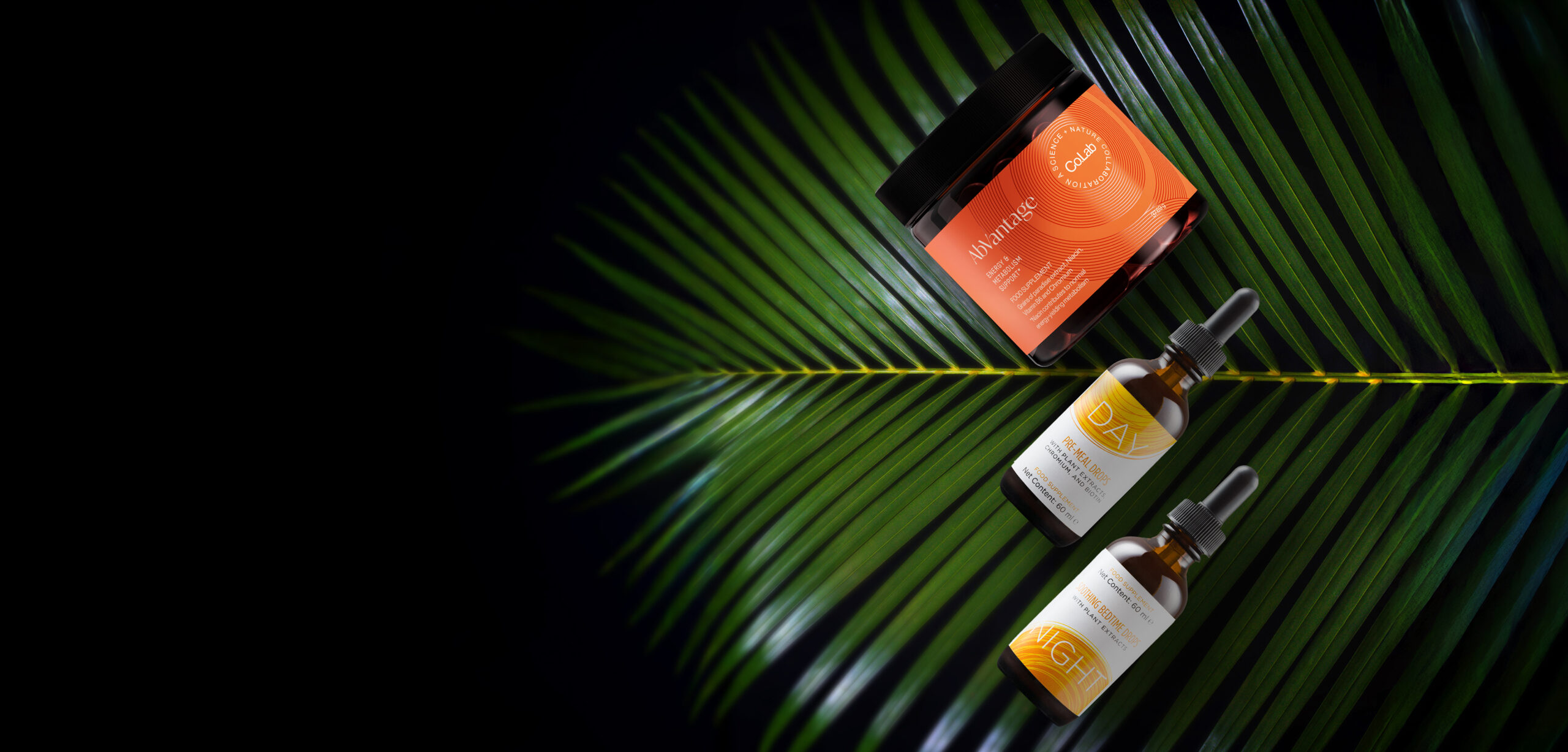 Bannière avec les produits AbVantage et Gouttes Jour et Nuit