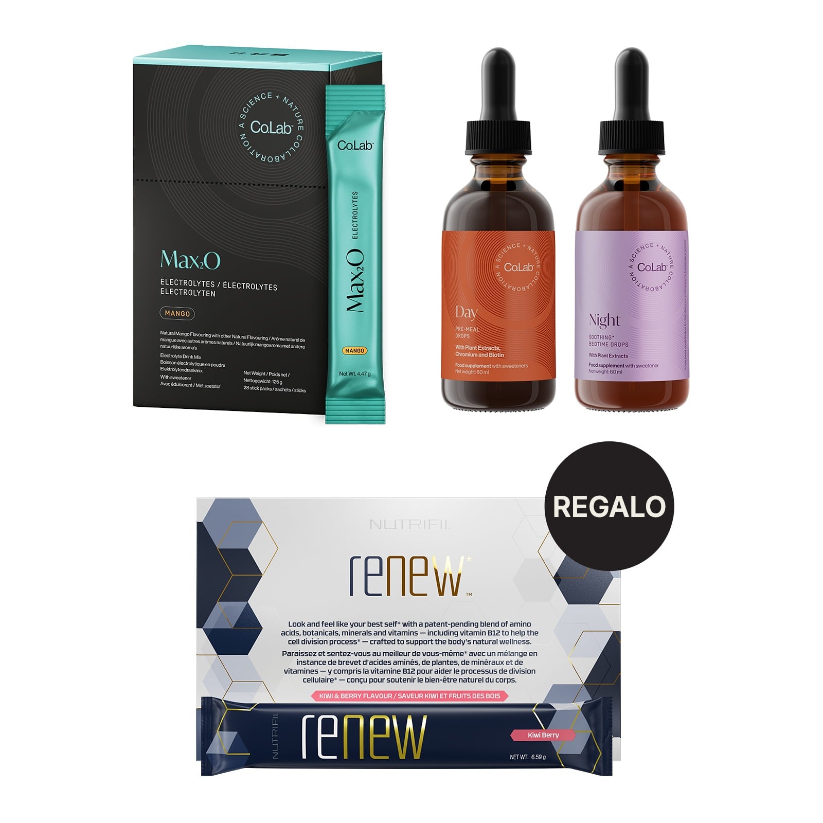 Max₂O y Gotas Día y Noche – Nutrifii Renew DE REGALO