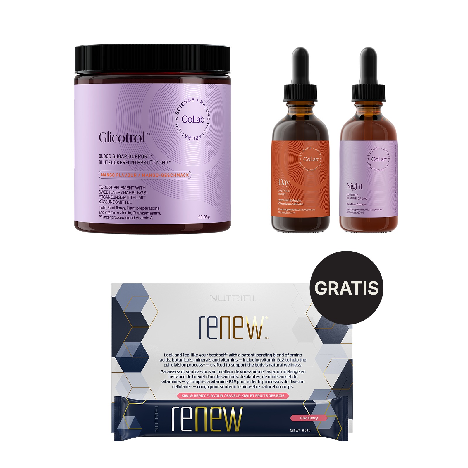 Glicotrol & Dag- en Nachtdruppels – GRATIS Nutrifii Renew