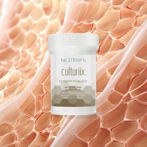 Barattolo di Nutrifii™ Culturiix su uno sfondo con texture cellulare