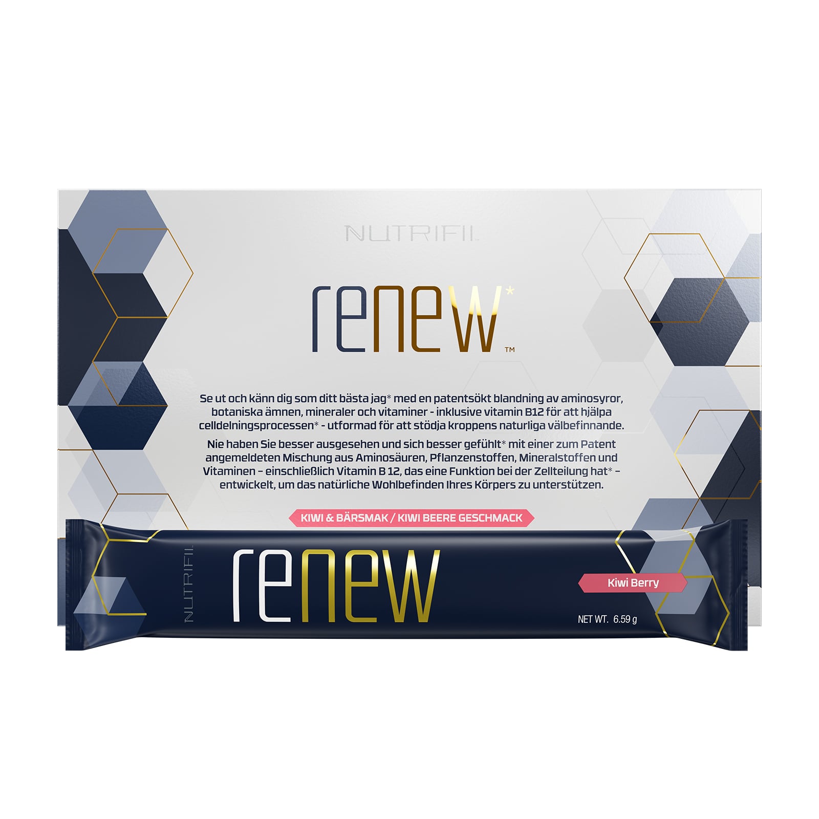 Renew™ Nutrifii in der Box mit einzelnem Stick mit Kiwi- und Waldbeergeschmack
